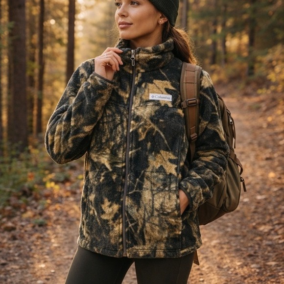 Columbia Jackets & Blazers - Columbia Camouflage Fleece Jacket XL Full Zip Hunting Outdoor Warm Active